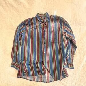 McGregor Cotton Button Up, Bright Blue Green Red, Large